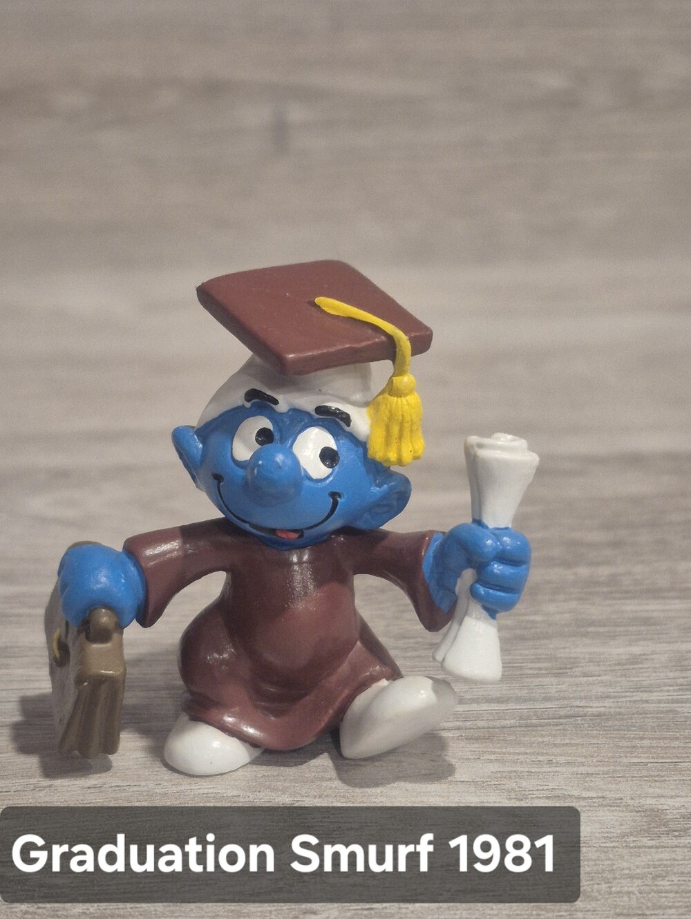 Vintage Graduation Smurf Figurine